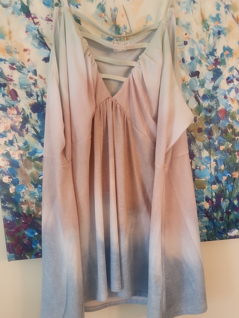 VENUS Ombre Strappy V-Neck Camisole in Pink, Blue & Cream
